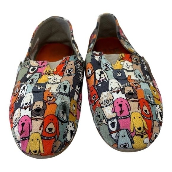 Bobs Skechers Wag Party Multicolor Dog Print Slip On Alpargata Flats - Picture 2 of 8
